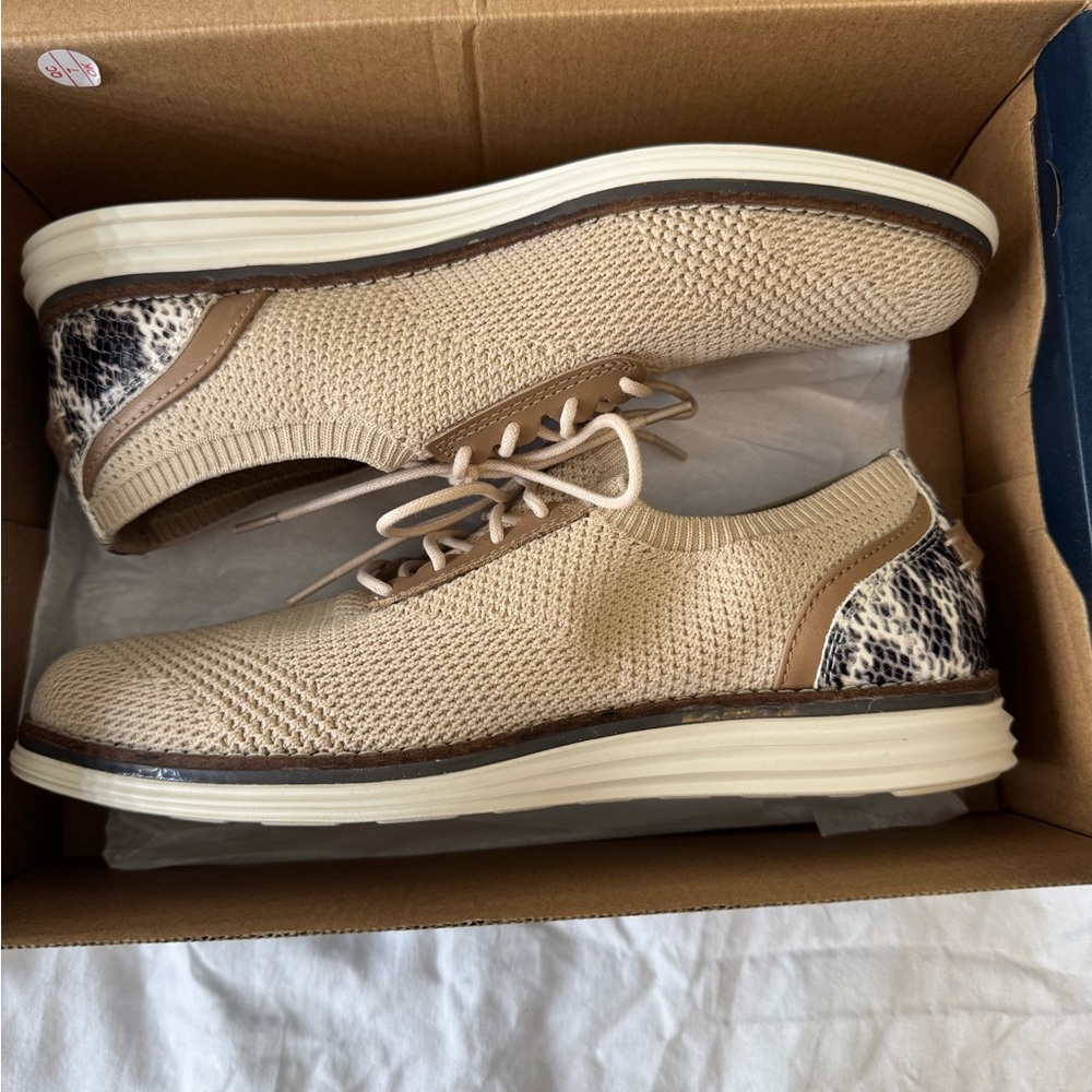 Cole Haan Tan and Brown Sneakers with Perforated Design